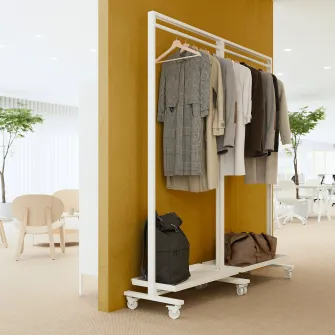IKEA MITTZON Cadru+rotile/bara umerase/polita, alb, 85x205 cm