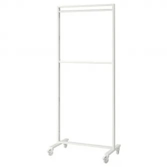 IKEA MITTZON Cadru+rotile/bara umerase/polita, alb, 85x205 cm