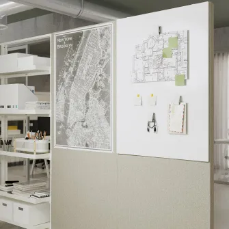 IKEA MITTZON Cadru+rotile/paravan fonoabsorbant, Gunnared bej/alb, 85x205 cm