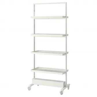 IKEA MITTZON Cadru+rotile/polite/cutie cabluri, alb, 85x205 cm