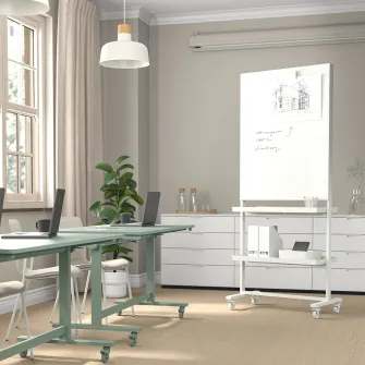 IKEA MITTZON Cadru+rot/tabla/polite/cut cabluri, alb, 85x205 cm