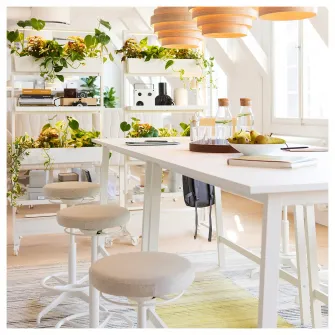 IKEA MITTZON Masa conferinte, alb, 140x108x105 cm
