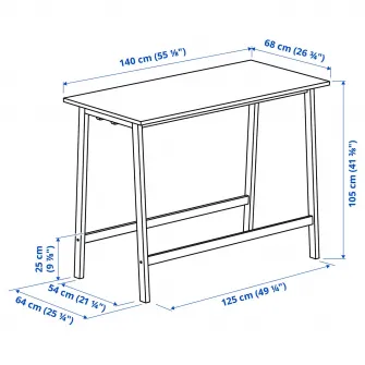 IKEA MITTZON Masa conferinte, alb, 140x68x105 cm