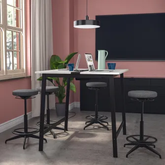 IKEA MITTZON Masa conferinte, alb/negru, 140x108x105 cm