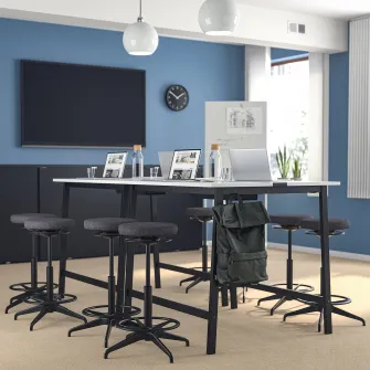 IKEA MITTZON Masa conferinte, alb/negru, 140x108x105 cm