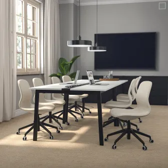 IKEA MITTZON Masa conferinte, alb/negru, 140x108x75 cm