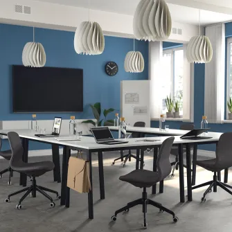 IKEA MITTZON Masa conferinte, alb/negru, 140x68x75 cm