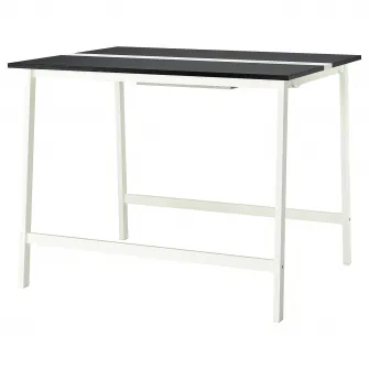 IKEA MITTZON Masa conferinte, furnir frasin vopsit negru/alb, 140x108x105 cm