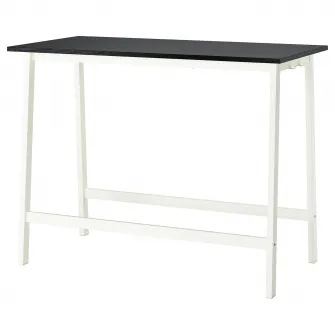 IKEA MITTZON Masa conferinte, furnir frasin vopsit negru/alb, 140x68x105 cm