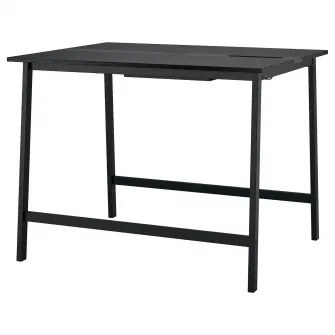 IKEA MITTZON Masa conferinte, furnir frasin vopsit negru/negru, 140x108x105 cm