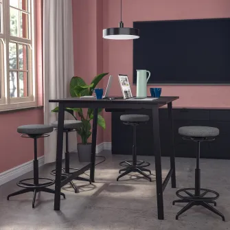 IKEA MITTZON Masa conferinte, furnir frasin vopsit negru/negru, 140x108x105 cm