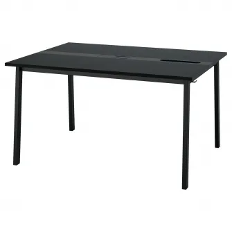 IKEA MITTZON Masa conferinte, furnir frasin vopsit negru/negru, 140x108x75 cm