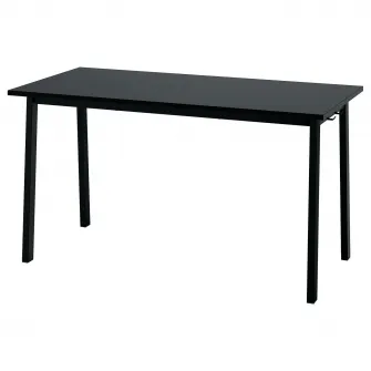 IKEA MITTZON Masa conferinte, furnir frasin vopsit negru/negru, 140x68x75 cm