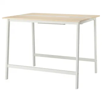 IKEA MITTZON Masa conferinte, furnir mesteacan/alb, 140x108x105 cm