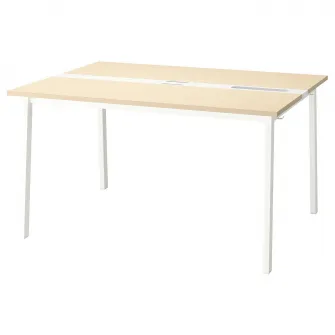 IKEA MITTZON Masa conferinte, furnir mesteacan/alb, 140x108x75 cm