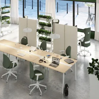 IKEA MITTZON Masa conferinte, furnir mesteacan/alb, 140x108x75 cm