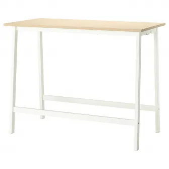 IKEA MITTZON Masa conferinte, furnir mesteacan/alb, 140x68x105 cm