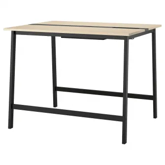 IKEA MITTZON Masa conferinte, furnir mesteacan/negru, 140x108x105 cm