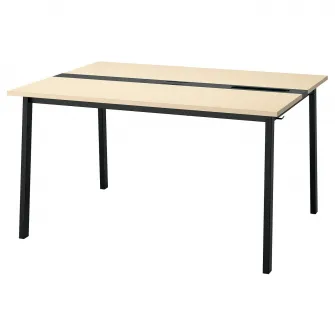 IKEA MITTZON Masa conferinte, furnir mesteacan/negru, 140x108x75 cm