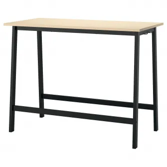 IKEA MITTZON Masa conferinte, furnir mesteacan/negru, 140x68x105 cm