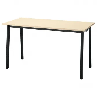 IKEA MITTZON Masa conferinte, furnir mesteacan/negru, 140x68x75 cm