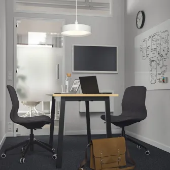 IKEA MITTZON Masa conferinte, furnir mesteacan/negru, 140x68x75 cm