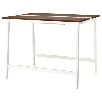 IKEA MITTZON Masa conferinte, furnir nuc/alb, 140x108x105 cm