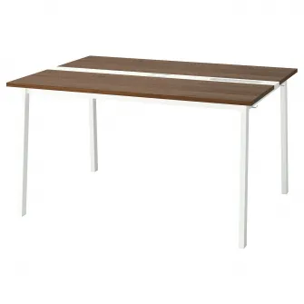 IKEA MITTZON Masa conferinte, furnir nuc/alb, 140x108x75 cm