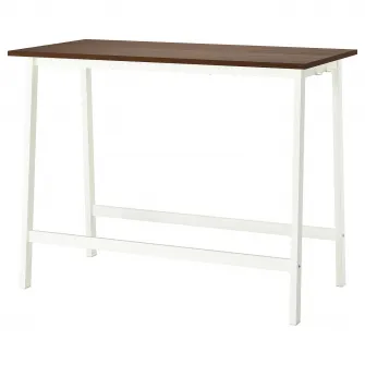 IKEA MITTZON Masa conferinte, furnir nuc/alb, 140x68x105 cm