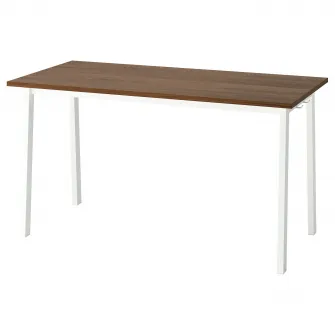 IKEA MITTZON Masa conferinte, furnir nuc/alb, 140x68x75 cm