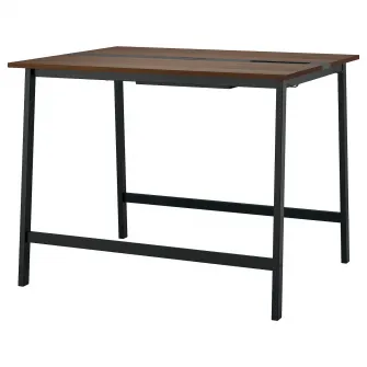 IKEA MITTZON Masa conferinte, furnir nuc/negru, 140x108x105 cm