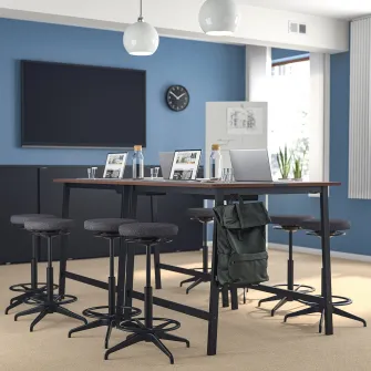 IKEA MITTZON Masa conferinte, furnir nuc/negru, 140x108x105 cm