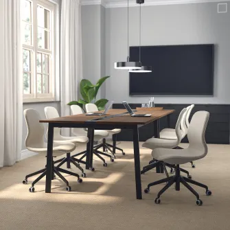IKEA MITTZON Masa conferinte, furnir nuc/negru, 140x108x75 cm