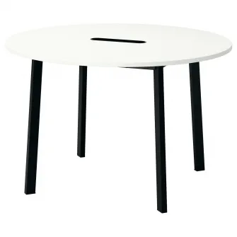 IKEA MITTZON Masa conferinte, rotund alb/negru, 120x75 cm