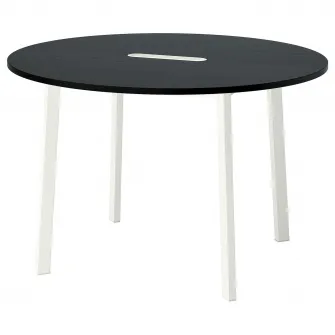 IKEA MITTZON Masa conferinte, rotund furnir frasin vopsit negru/alb, 120x75 cm