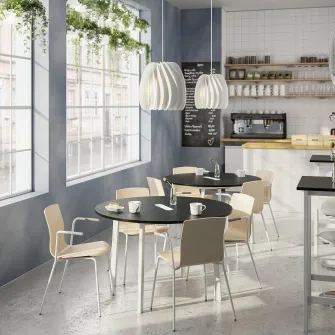 IKEA MITTZON Masa conferinte, rotund furnir frasin vopsit negru/alb, 120x75 cm