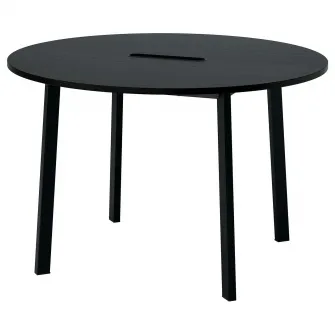 IKEA MITTZON Masa conferinte, rotund furnir frasin vopsit negru/negru, 120x75 cm