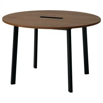 IKEA MITTZON Masa conferinte, rotund furnir nuc/negru, 120x75 cm