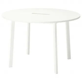 IKEA MITTZON Masa conferinte, rotund/alb, 120x75 cm