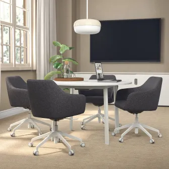 IKEA MITTZON Masa conferinte, rotund/alb, 120x75 cm