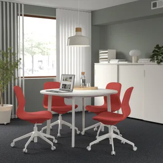 IKEA MITTZON Masa conferinte, rotund/alb, 120x75 cm