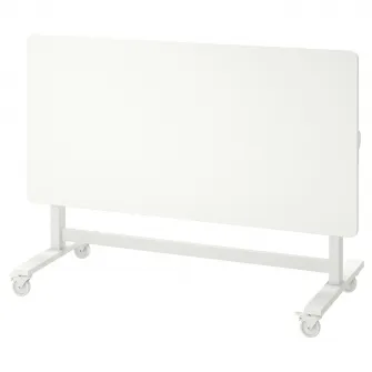IKEA MITTZON Masa plianta+rotile, alb, 140x70 cm