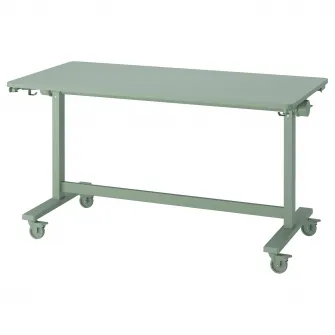 IKEA MITTZON Masa plianta+rotile, verde, 140x70 cm