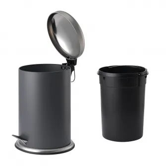 IKEA MJÖSA Cos cu pedala, gri inchis, 12 l