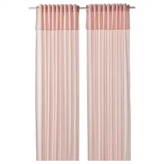 IKEA MOALISA Draperii, 2buc, roz pal roz/rjns, 145x300 cm