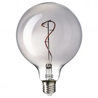 IKEA MOLNART Bec LED E27 140 lumeni, glb sticla transparenta gri, 125 mm