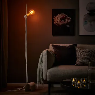 IKEA MOLNART Bec LED E27 150lm, ciuperca sticla transparenta maro, 120 mm