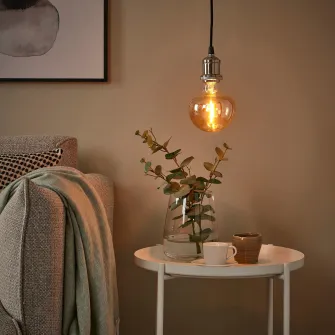 IKEA MOLNART Bec LED E27 150lm, ciuperca sticla transparenta maro, 120 mm