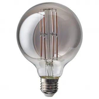 IKEA MOLNART Bec LED E27 150lm, glb sticla transparenta gri, 95 mm