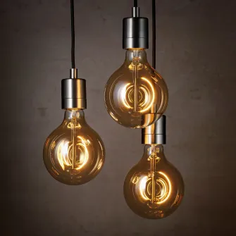 IKEA MOLNART Bec LED E27 150lm, glb sticla transparenta maro, 125 mm